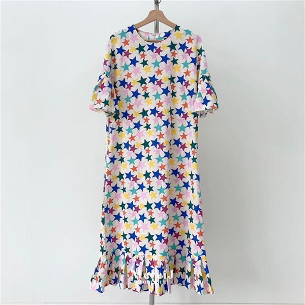 party dresses 2021 women loose o collar short sleeve long dress star printing elegant female chic casual summer vestidos, White;black
party dresses 2021 women loose o collar short sleeve long dress star printing elegant female chic casual summer vestidos, White;black