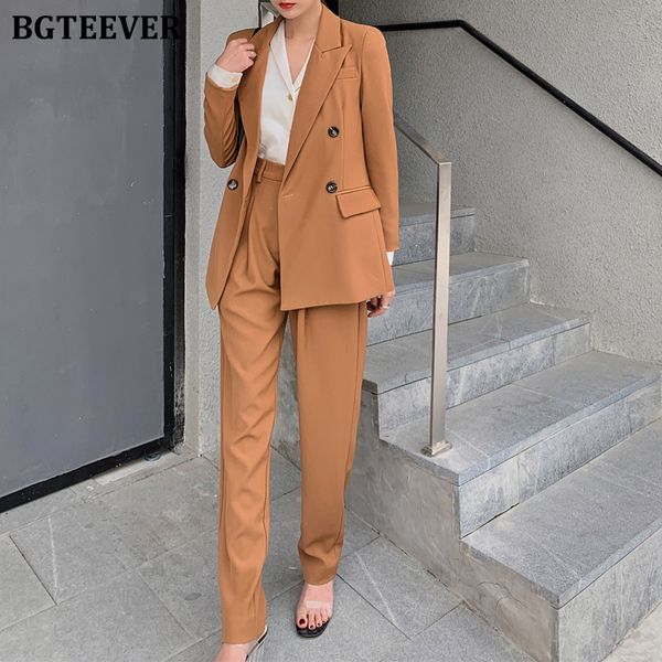 women's suits & blazers bgteever fashion notched collar double breasted long sleeve female blazer high waist straight leg pants for wom, White;black
women's suits & blazers bgteever fashion notched collar double breasted long sleeve female blazer high waist straight leg pants for wom, White;black