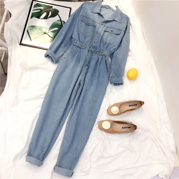 denim jumpsuit women high waist light blue plus size button big pocket spring autumn loose cotton denim jumpsuits moda feminina, Black;white
denim jumpsuit women high waist light blue plus size button big pocket spring autumn loose cotton denim jumpsuits moda feminina, Black;white
