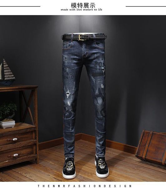 we11620 fashion men's jeans 2019 runway european design party style men's clothing, Blue
we11620 fashion men's jeans 2019 runway european design party style men's clothing, Blue
