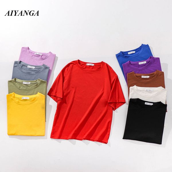 10 color candy colors 2019 summer women's t-shirts short sleeve t-shirt and pullovers tees casual loose plus size female, White
10 color candy colors 2019 summer women's t-shirts short sleeve t-shirt and pullovers tees casual loose plus size female, White