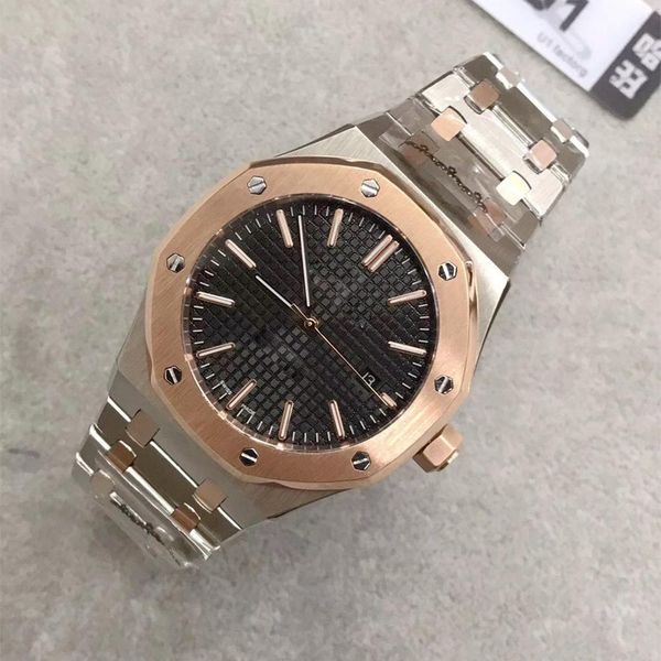 u1 factory men's watch 15400 series 42mm black dial automatic mechanical men watches wristwatch stainless steel, Slivery;brown
u1 factory men's watch 15400 series 42mm black dial automatic mechanical men watches wristwatch stainless steel, Slivery;brown