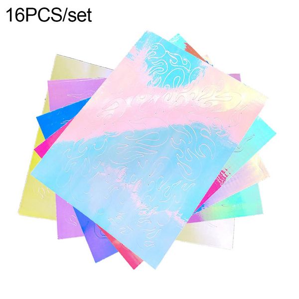 16 sheets design candy color fire flame hollow nail art stickers paster nail foil set decoration manicure tool, Black
16 sheets design candy color fire flame hollow nail art stickers paster nail foil set decoration manicure tool, Black