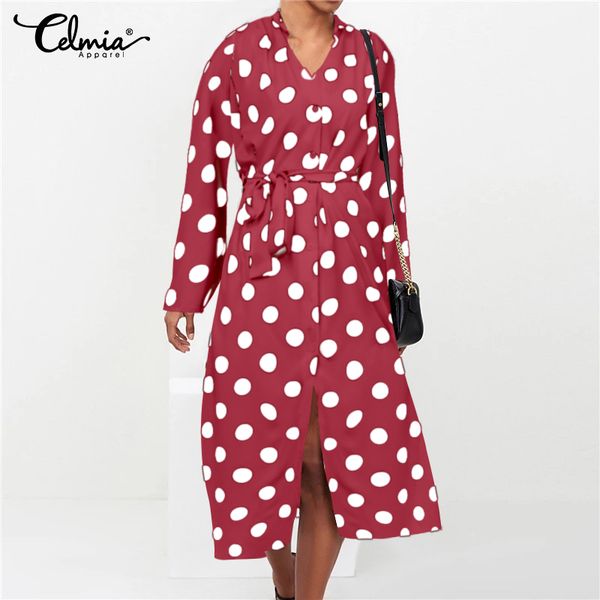 bohemian polka dot midi dress women's sundress 2019 celmia long sleeve elegant office ladies party vestidos mujer plus size 5xl, Black;gray
bohemian polka dot midi dress women's sundress 2019 celmia long sleeve elegant office ladies party vestidos mujer plus size 5xl, Black;gray