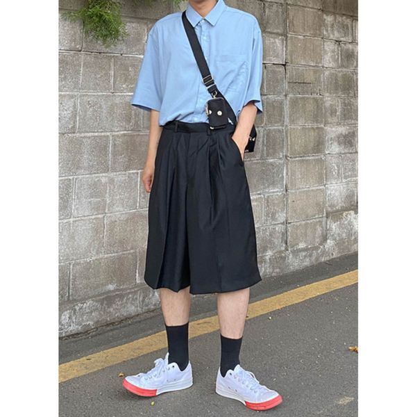 2020spring and summer new youth popular men's solid color single-breasted five-point sleeve shirt fashion casual bottoming shirt, White;black
2020spring and summer new youth popular men's solid color single-breasted five-point sleeve shirt fashion casual bottoming shirt, White;black