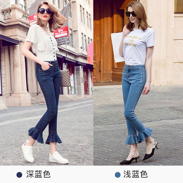 2019 ruffles new fashion ankle length jeans pants for women 24-30 size denim female summer stretch blue 3/4 jeans
2019 ruffles new fashion ankle length jeans pants for women 24-30 size denim female summer stretch blue 3/4 jeans