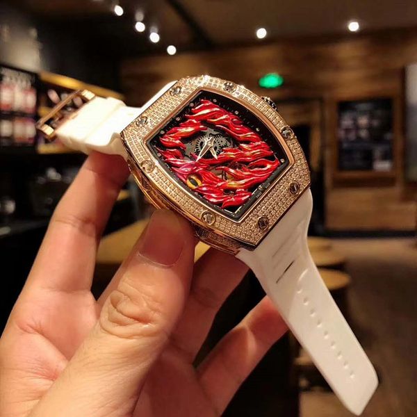 2019 luxury mens automatic mechanical movement watches mechanical watches rubber strap diamond crystal mens wristwatches sports watches, Slivery;brown
2019 luxury mens automatic mechanical movement watches mechanical watches rubber strap diamond crystal mens wristwatches sports watches, Slivery;brown