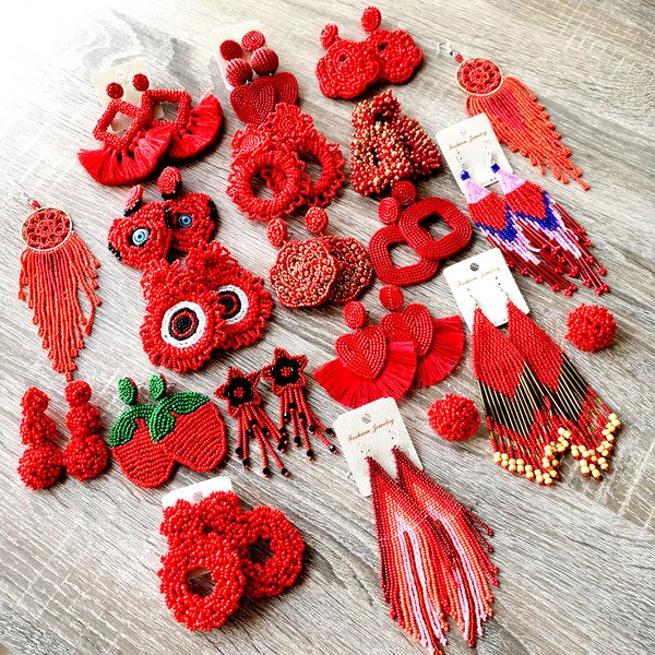 valentine's day earring bohemian fashion irregular fringed earrings red beaded long tassel earrings woman statement jewelry gift, Silver
valentine's day earring bohemian fashion irregular fringed earrings red beaded long tassel earrings woman statement jewelry gift, Silver