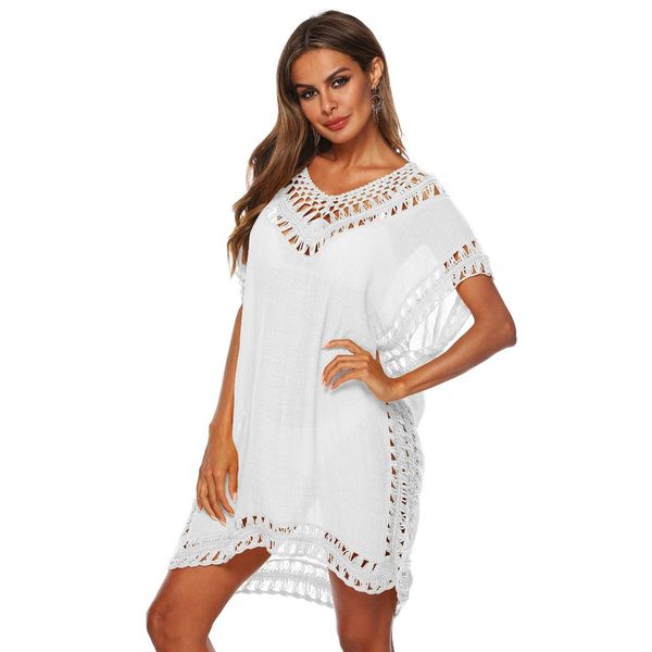 2019 new summer women v neck short sleeve floral lace crochet hollow out swimwear solid beachwear loose bikini cover-ups dress, Blue;gray
2019 new summer women v neck short sleeve floral lace crochet hollow out swimwear solid beachwear loose bikini cover-ups dress, Blue;gray