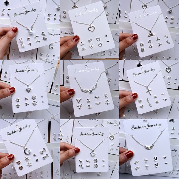 2019 necklace earring combination earrings female students korean simple necklace female pendants cute temperament earrings set, Silver
2019 necklace earring combination earrings female students korean simple necklace female pendants cute temperament earrings set, Silver