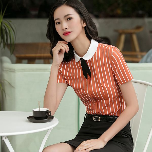 a doll lead hit color occupation shirt woman short sleeve stripe work clothes ol correct dress white shirt self-cultivation thin, Black;brown
a doll lead hit color occupation shirt woman short sleeve stripe work clothes ol correct dress white shirt self-cultivation thin, Black;brown