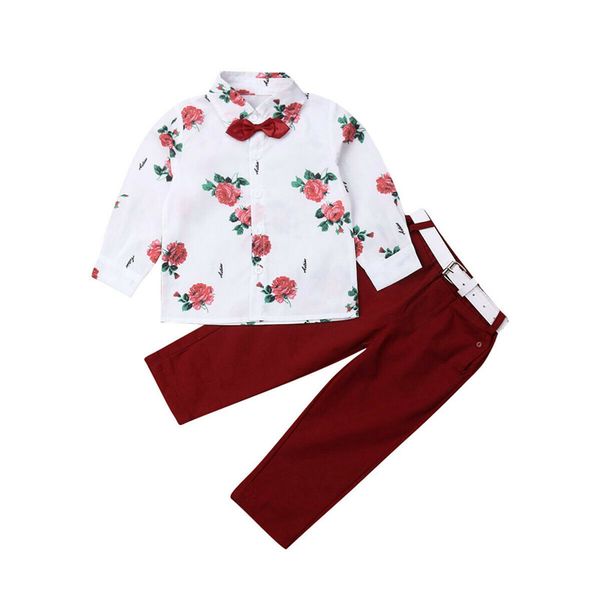 1-6y toddler kid baby boy long sleeve bowtie flower shirt long pants formal gentleman suit outfits boy clothes 2pcs set, White 
1-6y toddler kid baby boy long sleeve bowtie flower shirt long pants formal gentleman suit outfits boy clothes 2pcs set, White