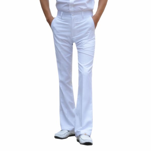 2019 new spring white flared pants male summer straight suit pants british leisure feet trousers color, Black 
2019 new spring white flared pants male summer straight suit pants british leisure feet trousers color, Black