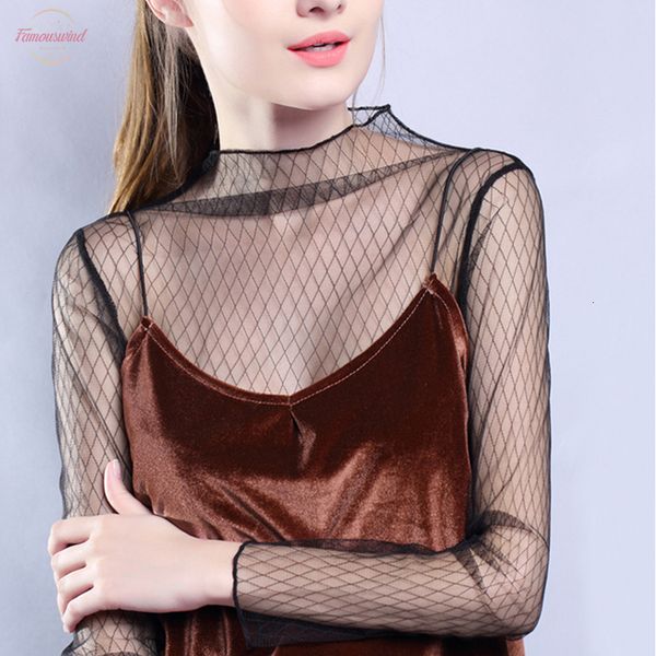 black transparent mesh t shirts women elegant high collar hollow chiffon female tee elasticity bottoming long sleeve shirts, White
black transparent mesh t shirts women elegant high collar hollow chiffon female tee elasticity bottoming long sleeve shirts, White