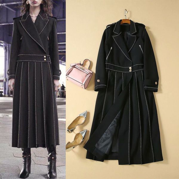 women's trench coats shows in same dress suit brought heavy beading long sleeve coat of fund 2021 autumn winters female, Tan;black
women's trench coats shows in same dress suit brought heavy beading long sleeve coat of fund 2021 autumn winters female, Tan;black