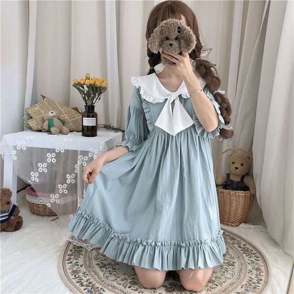 student skirt female 2020 new summer japanese soft sister cute bandage doll collar loose short sleeve ruffled dress, White
student skirt female 2020 new summer japanese soft sister cute bandage doll collar loose short sleeve ruffled dress, White