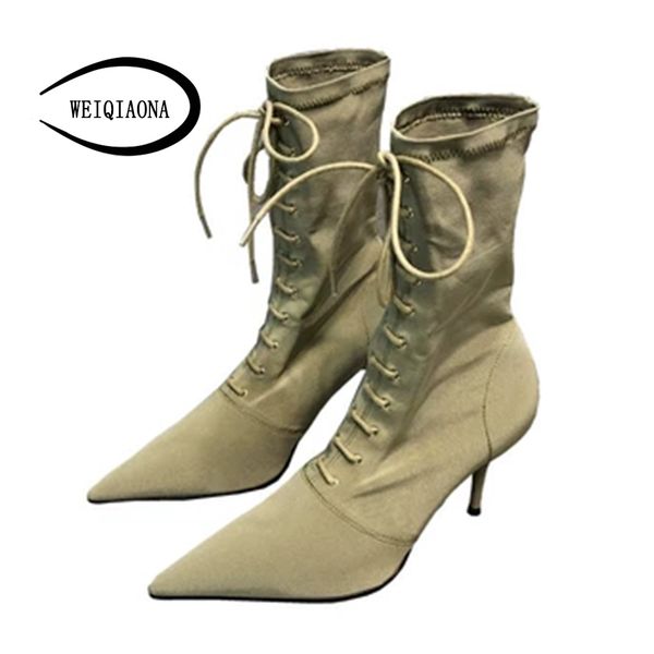 weiqiaona 2019 new women shoes new brand design short boot high heels pointed toe ladies shoes lace-up inside fleeces, Black
weiqiaona 2019 new women shoes new brand design short boot high heels pointed toe ladies shoes lace-up inside fleeces, Black