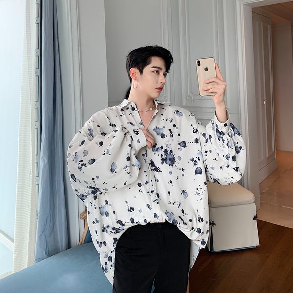 mixcubic 2019 spring summer british style simple unique ink painting printed shirts men casual loose printed shirts for men, White;black
mixcubic 2019 spring summer british style simple unique ink painting printed shirts men casual loose printed shirts for men, White;black