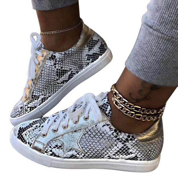 Spring Women Sneakers Lace up Female PU Glitter Flats Vulcanized Shoes Fashion Snake Platform Shoes Woman Walking Footwear 2020
Spring Women Sneakers Lace up Female PU Glitter Flats Vulcanized Shoes Fashion Snake Platform Shoes Woman Walking Footwear 2020