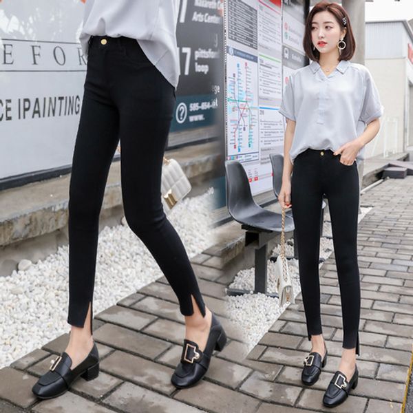 spring 2019 korean zip fashion pantalon button pocket casual pantalones mujeres brief black open side split high waist pants, Blue
spring 2019 korean zip fashion pantalon button pocket casual pantalones mujeres brief black open side split high waist pants, Blue