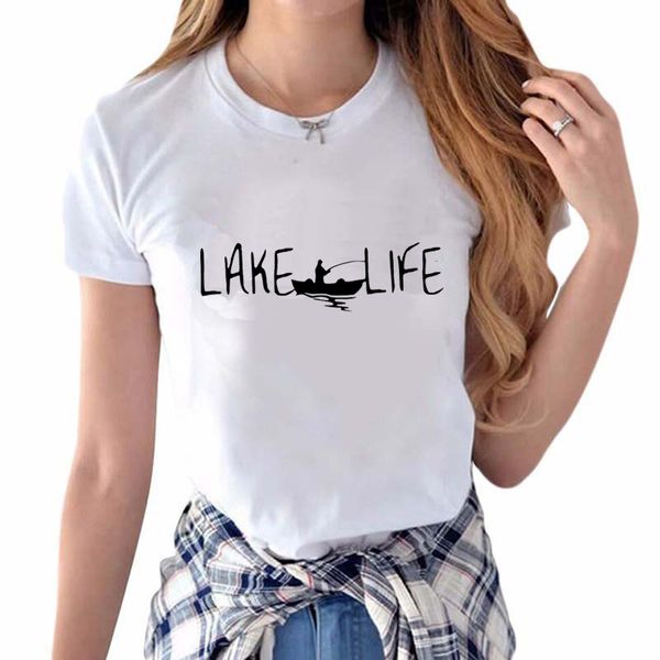 2019 летняя футболка с принтом lake life топы футболка с принтом для женщин футболка с коротким рукавом и летней футболкой, White
2019 летняя футболка с принтом lake life топы футболка с принтом для женщин футболка с коротким рукавом и летней футболкой, White