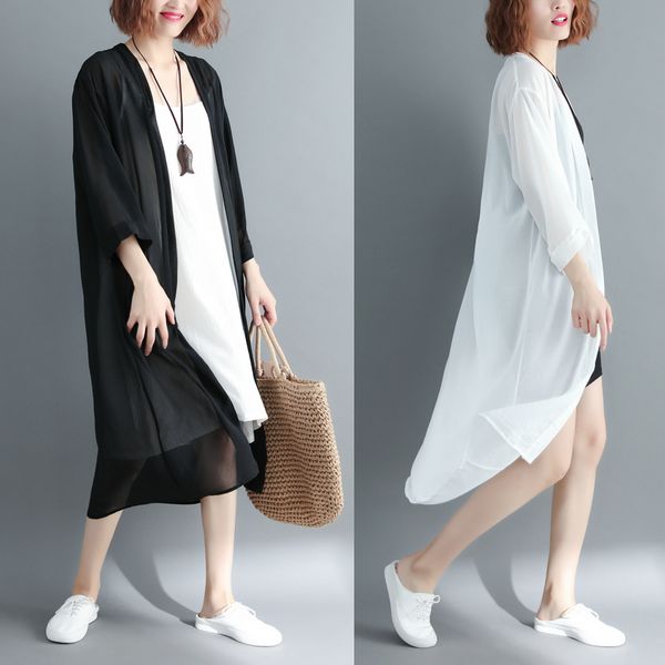 summer new chiffon loose large size women's open stitch outer sunscreen clothes cardigan trench coat, Tan;black
summer new chiffon loose large size women's open stitch outer sunscreen clothes cardigan trench coat, Tan;black