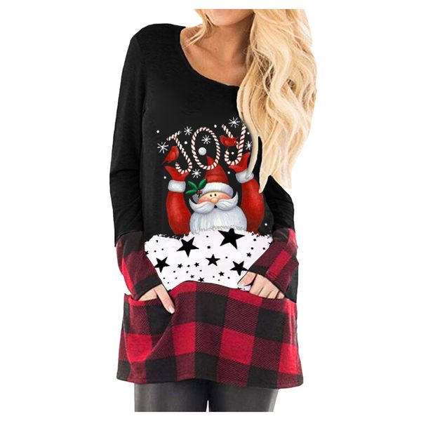women's blouses & shirts womens christmas plaid splice hem long sleeve blouse funny cute tunic xmas women blusas mujer, White
women's blouses & shirts womens christmas plaid splice hem long sleeve blouse funny cute tunic xmas women blusas mujer, White
