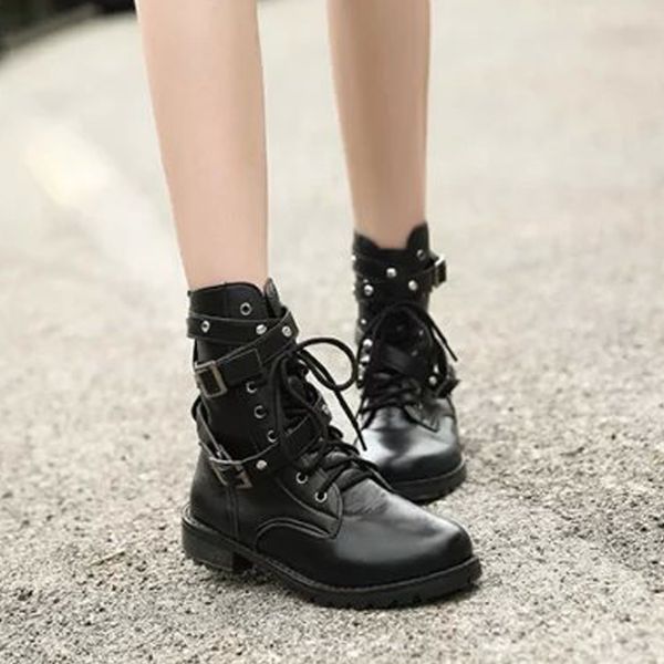 women outdoor hiking climbing shoes lace up belts round toe boots punk shoes short women outdoor sport equipments #1218, Black
women outdoor hiking climbing shoes lace up belts round toe boots punk shoes short women outdoor sport equipments #1218, Black