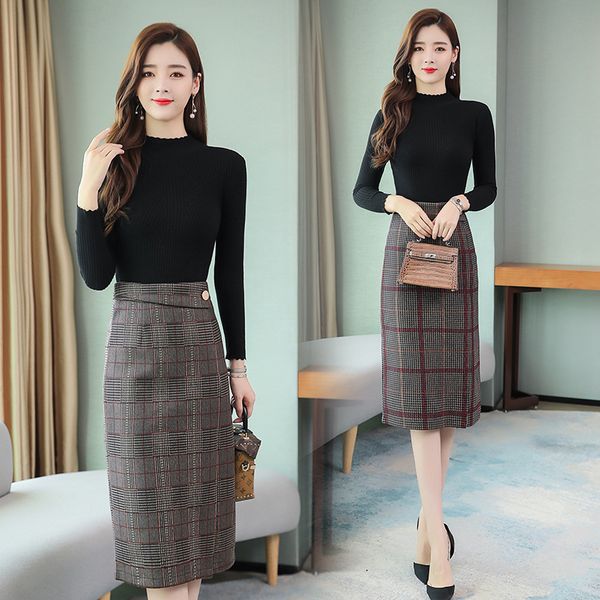 woolen plaid skirt 2019 autumn and winter new style mid-length high-waisted slit one-step skirt thick, Black
woolen plaid skirt 2019 autumn and winter new style mid-length high-waisted slit one-step skirt thick, Black
