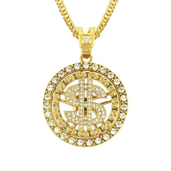 hiyong hip hop style cz zircon rotating dollar pendant gold and silver round metal necklace male
hiyong hip hop style cz zircon rotating dollar pendant gold and silver round metal necklace male