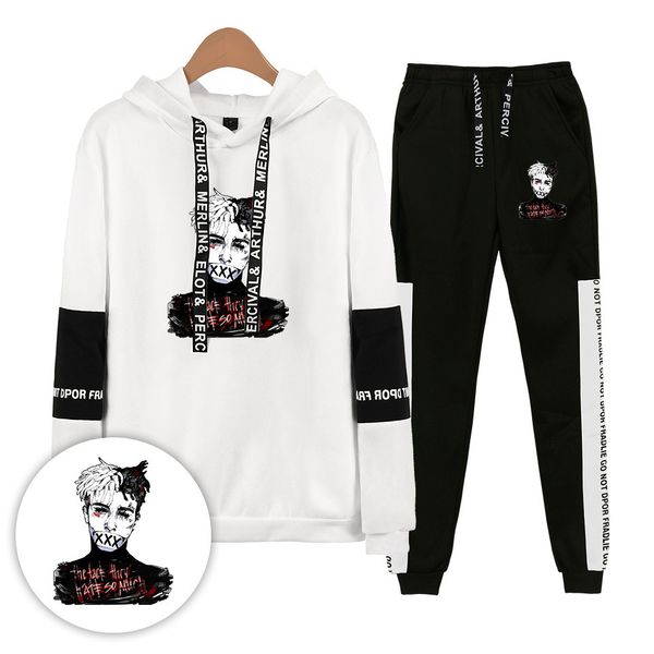 hip hop rapper xxxtentacion men track suits hooded jacket sweatsuit sports suits two piece set and pants male streetwear, Gray
hip hop rapper xxxtentacion men track suits hooded jacket sweatsuit sports suits two piece set and pants male streetwear, Gray