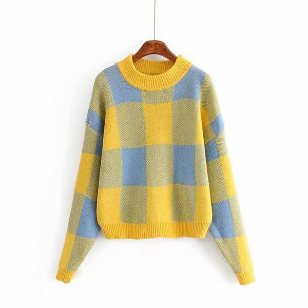 woah 2019 ah hui 38-1278 european and american fashion style single checked sweater, White;black
woah 2019 ah hui 38-1278 european and american fashion style single checked sweater, White;black
