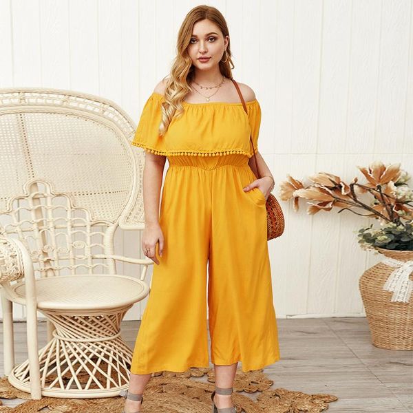 2020 casual plus size jumpsuit summer new cotton word shoulder yellow tassel stitching jumpsuit ladies bohemian loose, Black;white
2020 casual plus size jumpsuit summer new cotton word shoulder yellow tassel stitching jumpsuit ladies bohemian loose, Black;white