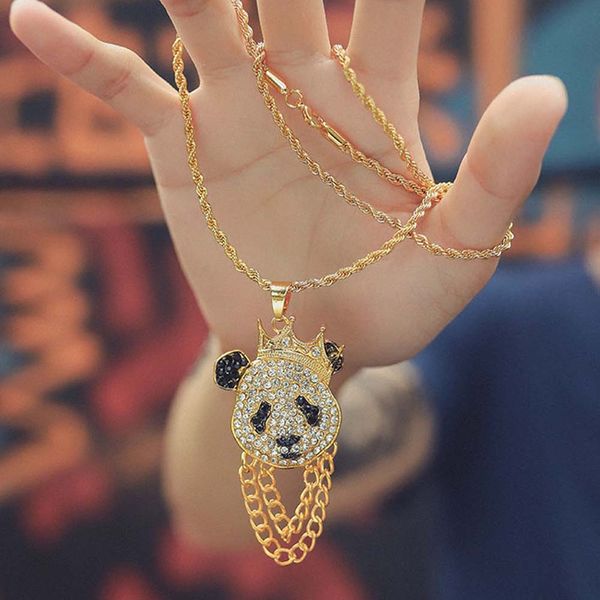 simple panda pendant necklace men's club dj nightclub hip hop fashion single crystal panda pendant, Silver
simple panda pendant necklace men's club dj nightclub hip hop fashion single crystal panda pendant, Silver