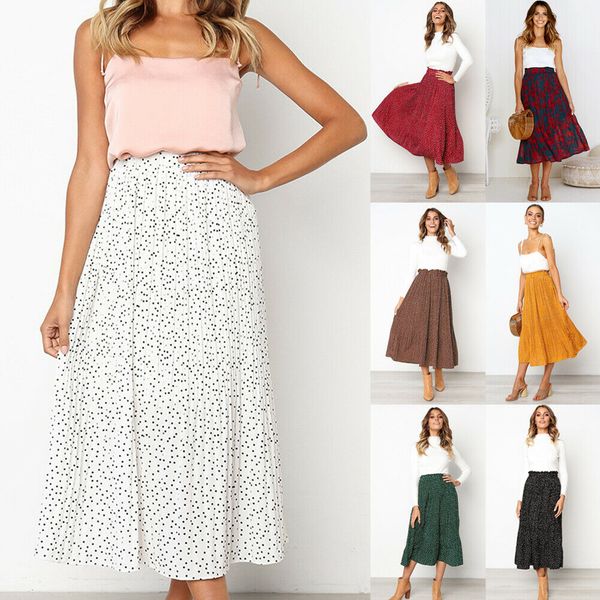 boho women floral dot long skirt beach clothes summer casual high waist pleated skirts, Black
boho women floral dot long skirt beach clothes summer casual high waist pleated skirts, Black