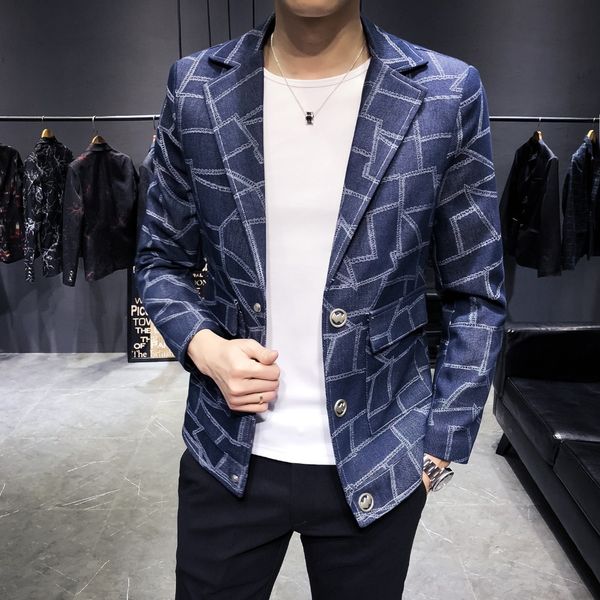 xiu luo men's blazer plaid slim fit casual suit coat 2019 new brand korean style mens blazer jacket black blue masculinity, White;black
xiu luo men's blazer plaid slim fit casual suit coat 2019 new brand korean style mens blazer jacket black blue masculinity, White;black