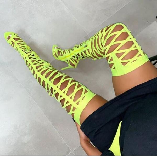hollow out over the knee waist pants sandals boots neon yellow fashion peep toe long sandal boots women summer party shoes, Black
hollow out over the knee waist pants sandals boots neon yellow fashion peep toe long sandal boots women summer party shoes, Black