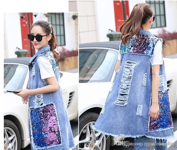 summer womens designer jean vest sequined denim coat spring summer womens outerwear light blue ladies coats, Black;white
summer womens designer jean vest sequined denim coat spring summer womens outerwear light blue ladies coats, Black;white