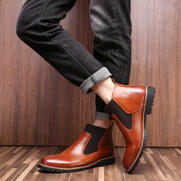 dihope new boots men genuine leather decent men ankle original male short casual shoes british style winter autumn, Black
dihope new boots men genuine leather decent men ankle original male short casual shoes british style winter autumn, Black