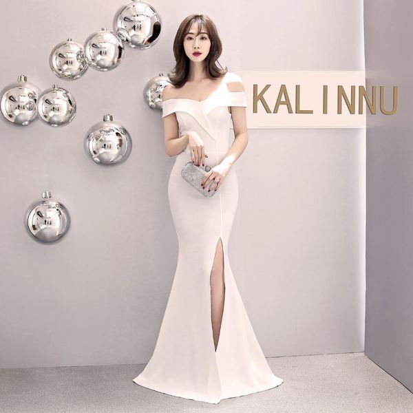 off the shoulder evening dress floor length slim split spaghetti straps formal banquet party gown vestido de festa longo, White;black
off the shoulder evening dress floor length slim split spaghetti straps formal banquet party gown vestido de festa longo, White;black