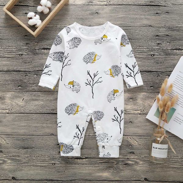 stylish hedgehog print long-sleeve jumpsuit for baby, Blue