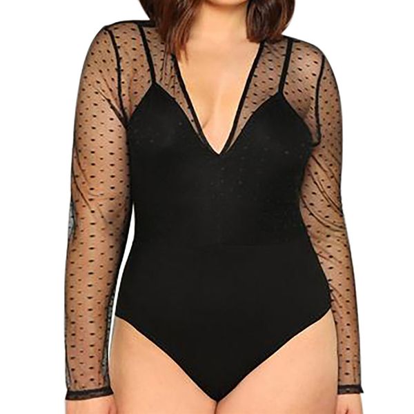 new women's jumpsuits black short tights large size perspective stitching long-sleeved v-neck shirt jumpsuit combinaison, Black;white
new women's jumpsuits black short tights large size perspective stitching long-sleeved v-neck shirt jumpsuit combinaison, Black;white