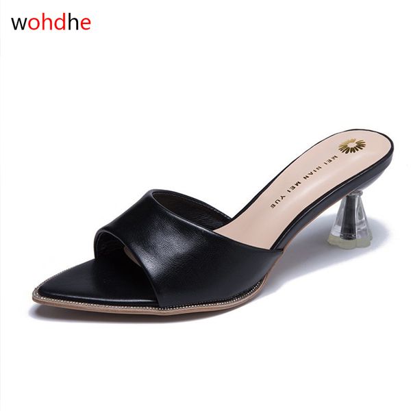 wohdhe fashion pu leather women slides fish mouth sandals clear heels pointed toe women summer shoes 2020 heels 6cm, Black
wohdhe fashion pu leather women slides fish mouth sandals clear heels pointed toe women summer shoes 2020 heels 6cm, Black