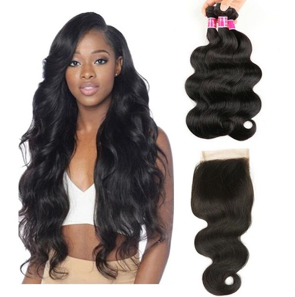 body wave human hair 3 bundles with 1 closures 4*4 lace 100% brazilian virgin hair weaves double weft hair extensions 1b quality, Black
body wave human hair 3 bundles with 1 closures 4*4 lace 100% brazilian virgin hair weaves double weft hair extensions 1b quality, Black