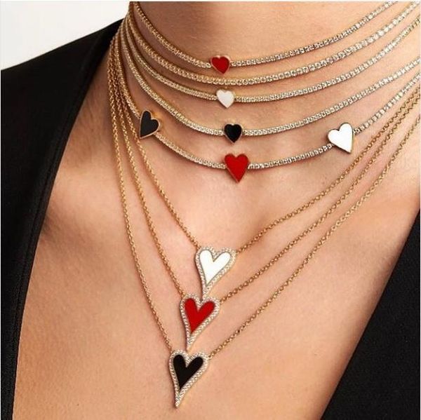 2019 delicate shiny micro pave cz white red black cute heart shape pendant necklace for women girl lovely charm fashion jewelry, Silver
2019 delicate shiny micro pave cz white red black cute heart shape pendant necklace for women girl lovely charm fashion jewelry, Silver