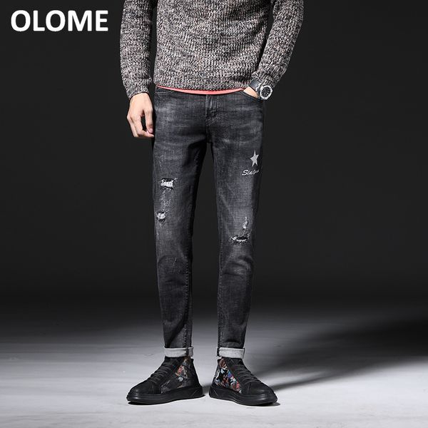 2019 spring and autumn men's fashion jeans, korean version of slim trousers, men's embroidery patch hole pants jeans slim pencil, Blue
2019 spring and autumn men's fashion jeans, korean version of slim trousers, men's embroidery patch hole pants jeans slim pencil, Blue