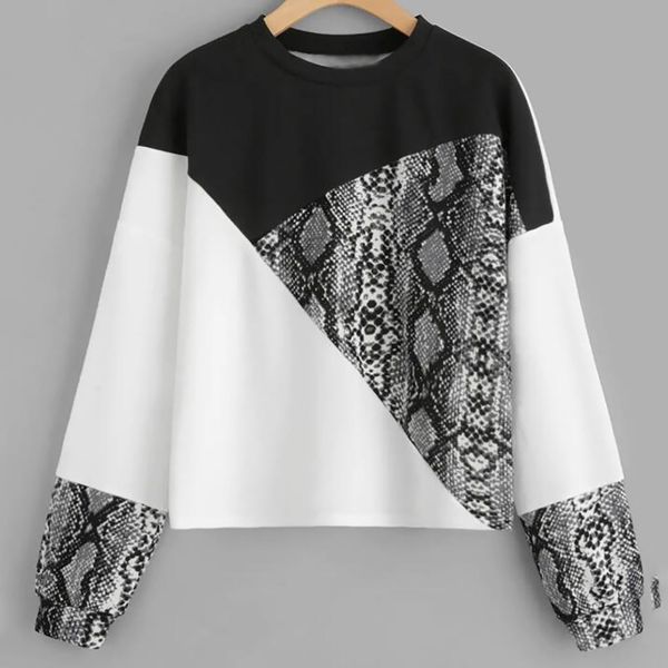 women sweatshirt pullovers long sleeve color block snake print patchwork autumn pullover jumper sweatshirt sudadera mujer, Black
women sweatshirt pullovers long sleeve color block snake print patchwork autumn pullover jumper sweatshirt sudadera mujer, Black