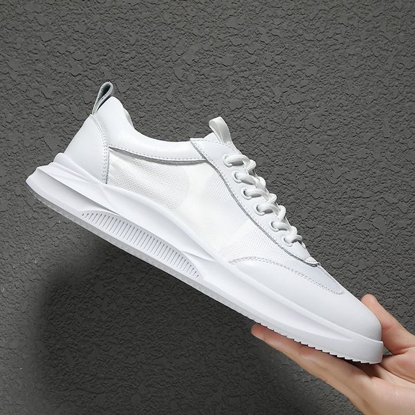 nxy mens sneakers casual platform sports shoes white korean style round toe genuine leather mesh trainers wear resistant tenis, Black 
nxy mens sneakers casual platform sports shoes white korean style round toe genuine leather mesh trainers wear resistant tenis, Black
