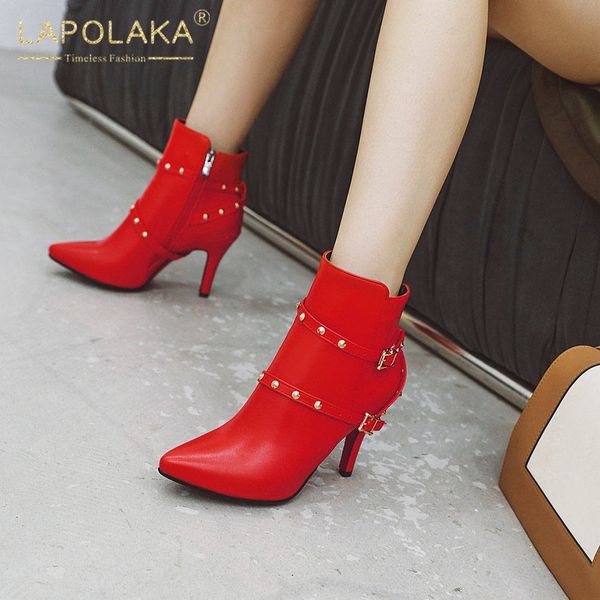 lapolaka fashion plus size 33-48 wholesale pointed toe ankle boots women shoes woman spike heels zip up rivet shoes woman boots, Black
lapolaka fashion plus size 33-48 wholesale pointed toe ankle boots women shoes woman spike heels zip up rivet shoes woman boots, Black