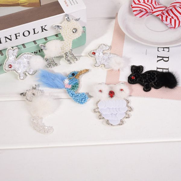 12 pcs handmade fur ball sequin cloth stickers animal patch stickers cute rabbit owl clothing luggage accessories diy sewing beads beaded, Black
12 pcs handmade fur ball sequin cloth stickers animal patch stickers cute rabbit owl clothing luggage accessories diy sewing beads beaded, Black